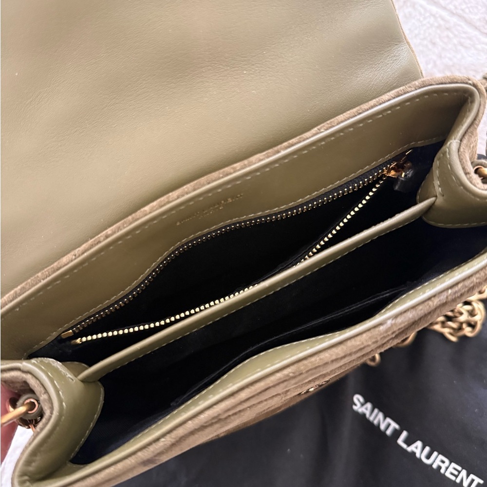 Saint Laurent Toy LouLou Khaki Suede Crossbody Bag - Picture 5 of 10